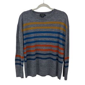Pendleton Men’s 100% Merino Wool Sweater Striped Size Medium Gray Marled